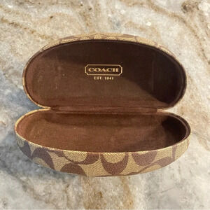 COACH Big Logo Leather Sunglasses Case Tan/Brown